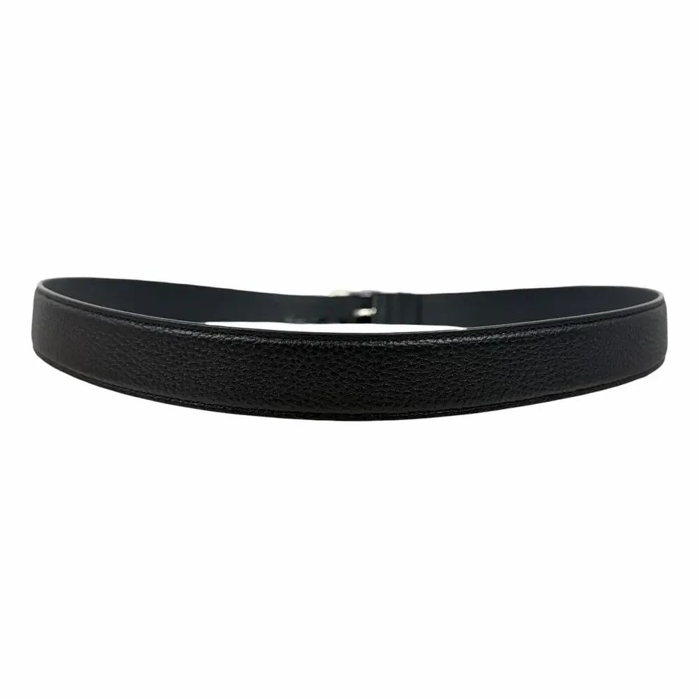 Gucci Rectangular Buckle Pebble Leather Belt Black Men Size 105cm/42